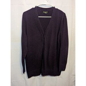 Eddie Bauer Cotton Cashmere Button Cardigan Sweater Purple XXL V-Neck
